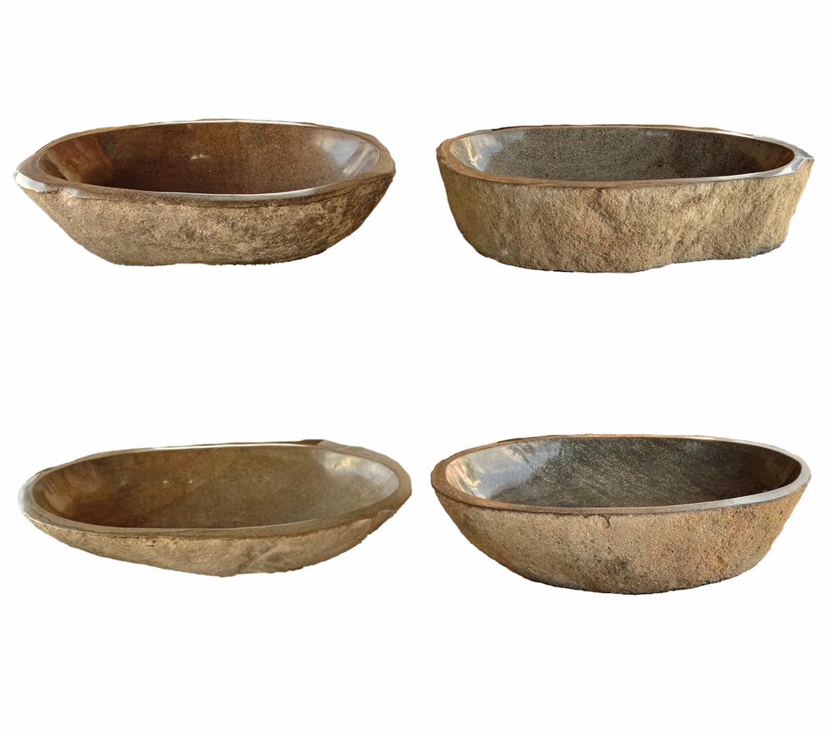 Natural River Stone Vessel Sink XXL – Handcrafted Bathroom Basin, Countertop Vanity