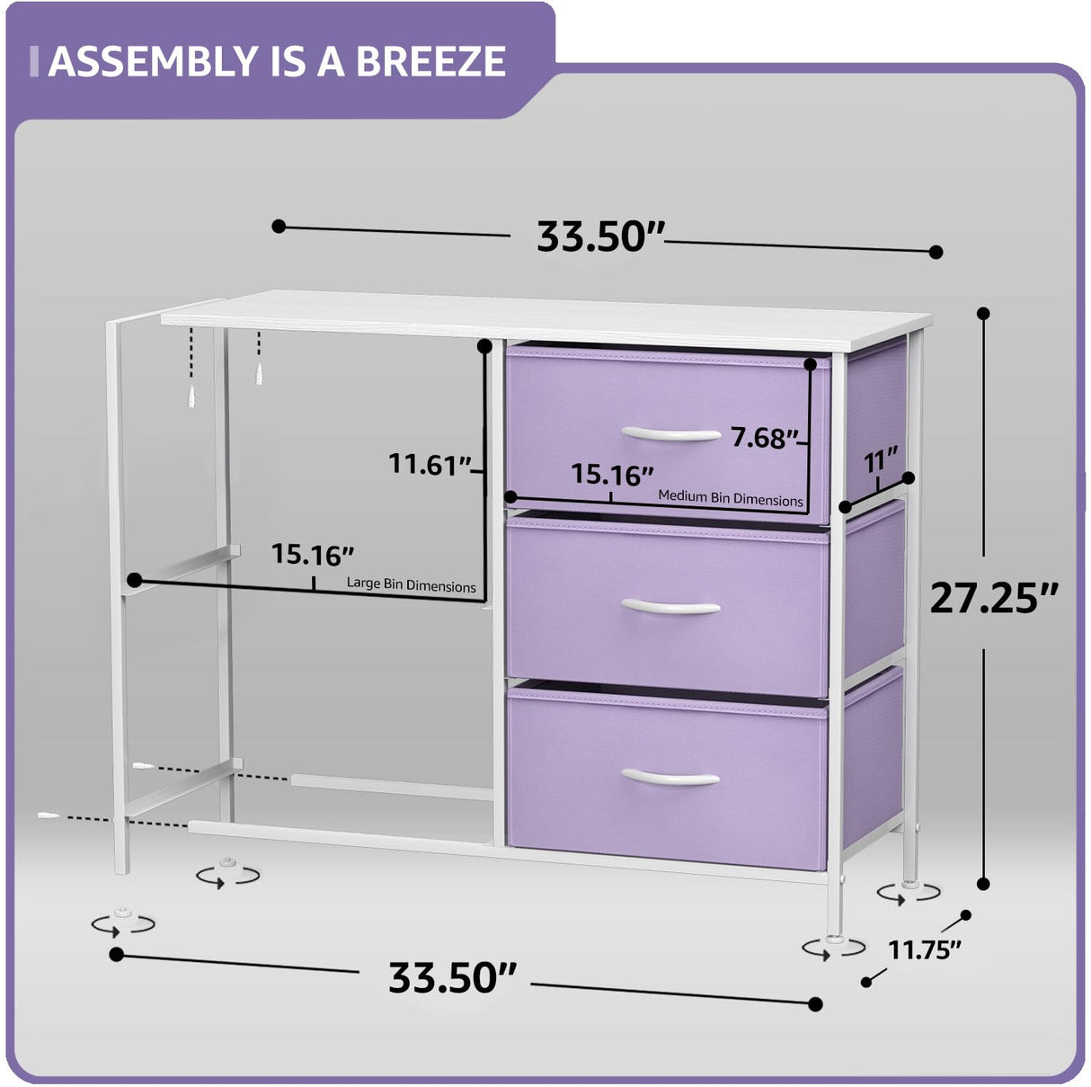 Kids Dresser with 5 Drawers - Storage Chest Organizer Unit with Steel Frame,