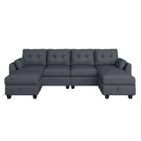 Convertible Sectional Sofa Set U Shaped Couch with Storage Ottoman Reversible Sofa