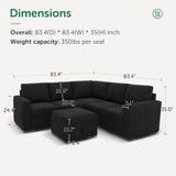 Velvet U-Shaped Sectional Couch with Storage,Modular Sectional Sofa