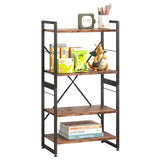 4 Tiers Bookshelf Adjustable Shelf Organizer, Rustic Brown Small Bookcase