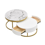 Modern Round Living Room Coffee Table Set of 2 Nesting Coffee Table Center Table