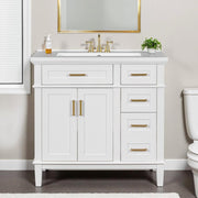 36" Bathroom Vanity with Integrated Ceramic Sink, Floor Standing Single Basin Vanity