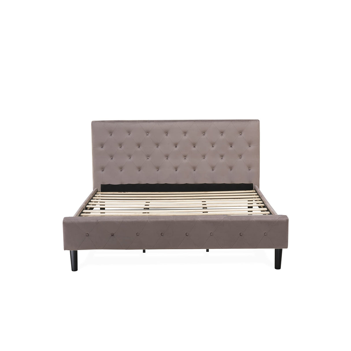 Furniture NL14K-2GA07 3 Piece Bedroom Set - Button Tufted Bed Frame - Brown