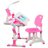 Kids Study Table and Chair Set,Height Adjustable Children's Study Desk