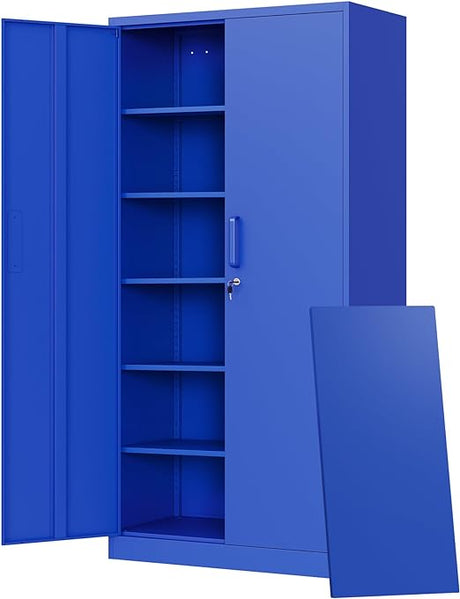 Metal Storage Cabinets with Lock Doors,Tall Locker Organizer Steel Garage Cabinets