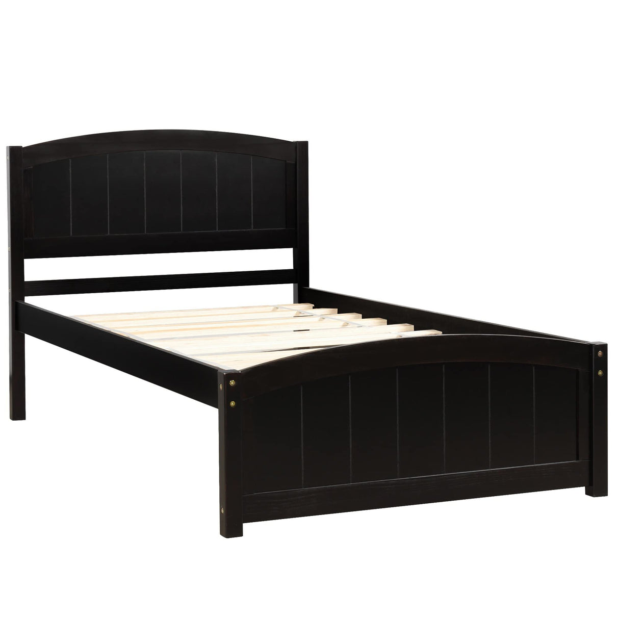 with Headboard,Footboard and Wood Slat Support Espresso