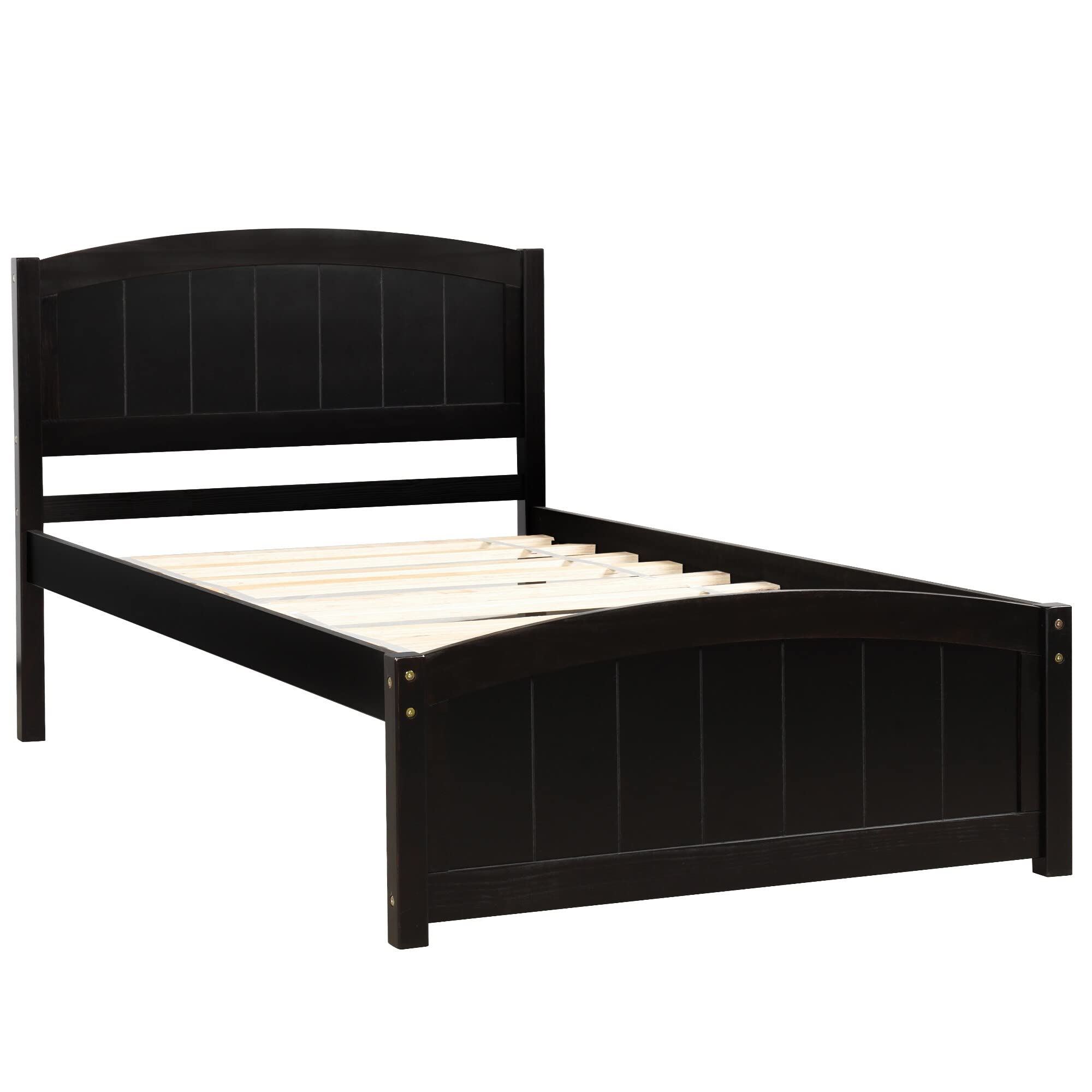 with Headboard,Footboard and Wood Slat Support Espresso