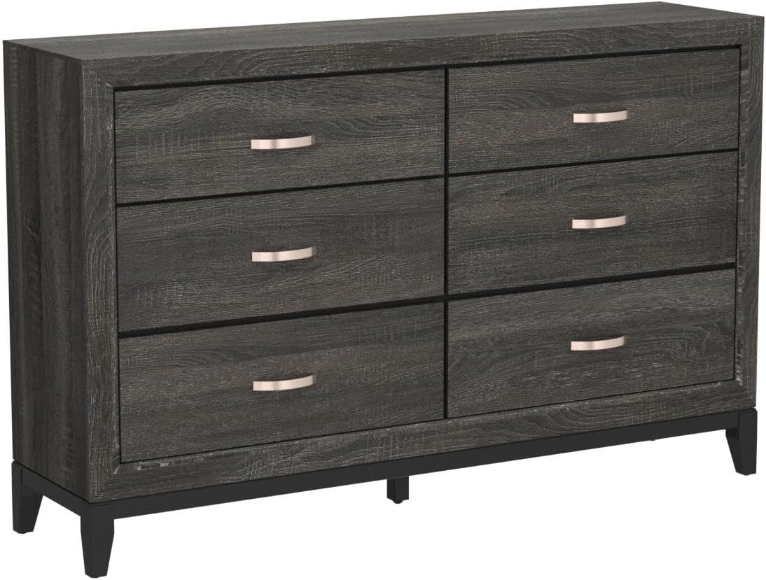 Valdemar Metal and Wood Bedroom Dresser in Weathered Gray