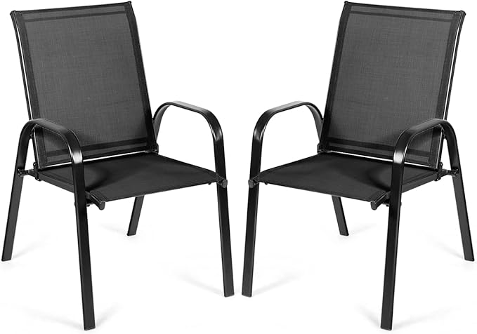 2 Piece Patio Chairs, Outdoor Camping Chairs with Breathable Fabric