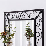 Black Metal Scroll Frame Wall Mirror 36x24 Inch