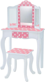 Princess Gisele Starry Sky Print 2-Piece Kids Wooden Play Vanity Set with Vanity Table