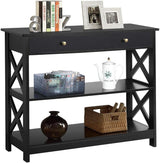 Console Table with Drawer, 3-Tier Entryway Table with Storage Shelves,