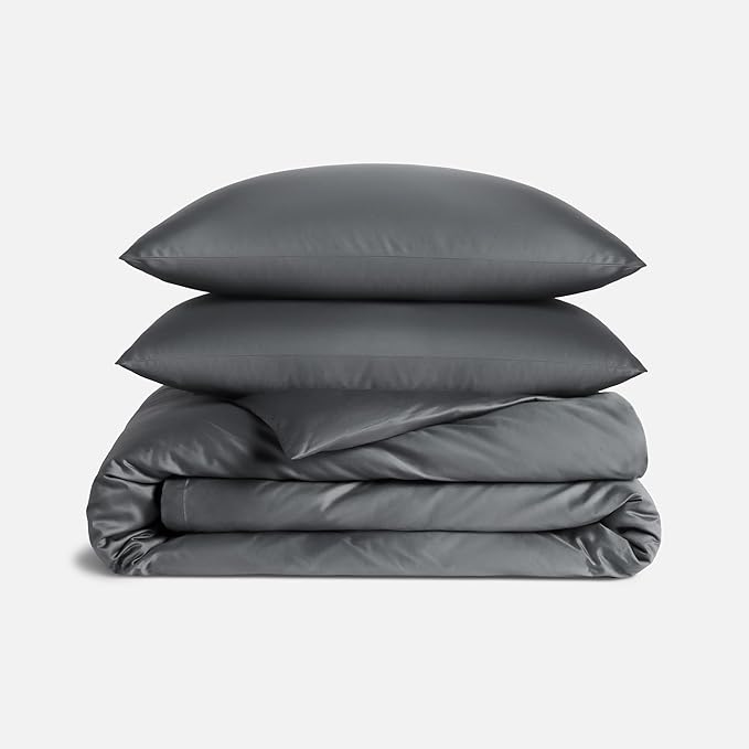 Luxury Sateen Duvet Cover - 100% Cotton, Full/Queen Size in Abyss Blue with Extra-Long
