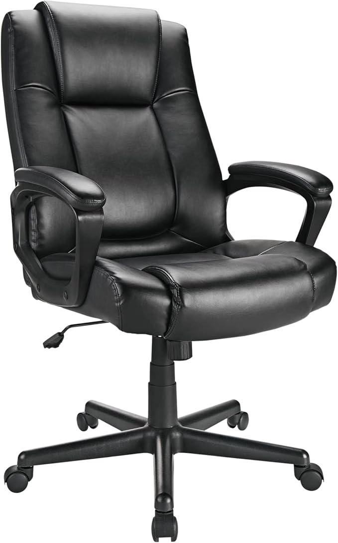 Hurston Bonded Leather High-Back Executive Office Chair, Black, BIFMA Compliant