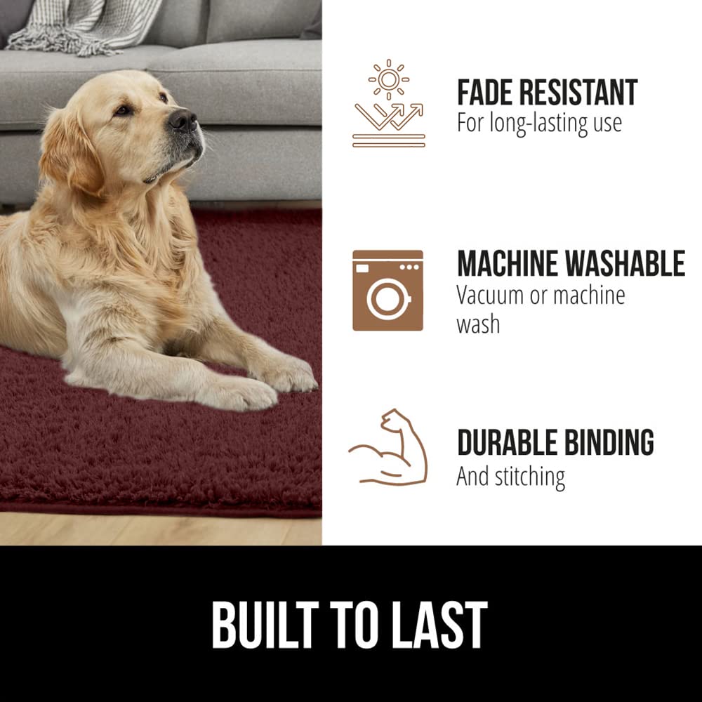 Soft Faux Fur Area Rug, Washable, Shed and Fade Resistant, Grip Dots