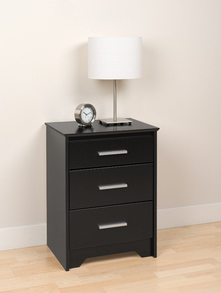 Coal Harbor Contemporary Tall Nightstand Side Table with 3 Drawers, Functional 3-Drawer