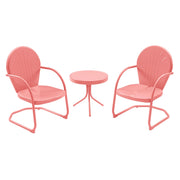 Patio Bistro Set Retro Metal Outdoor Seating Conversation 3 Pieces, 2 C-Spring Motion