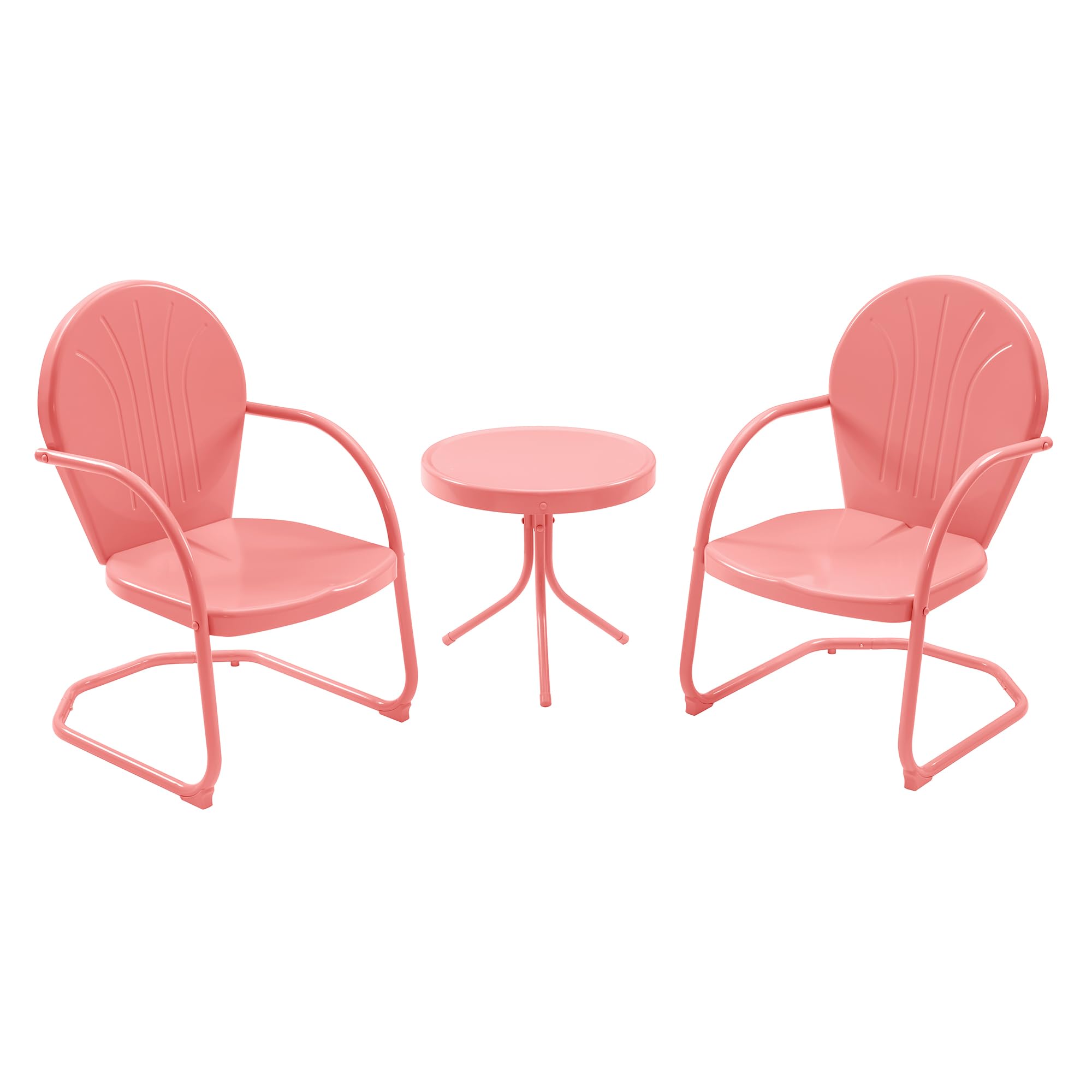 Patio Bistro Set Retro Metal Outdoor Seating Conversation 3 Pieces, 2 C-Spring Motion