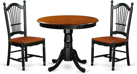 BCH-W 5 Piece Dining Room Table Set Includes a Round Wooden Table with Pedestal and 4