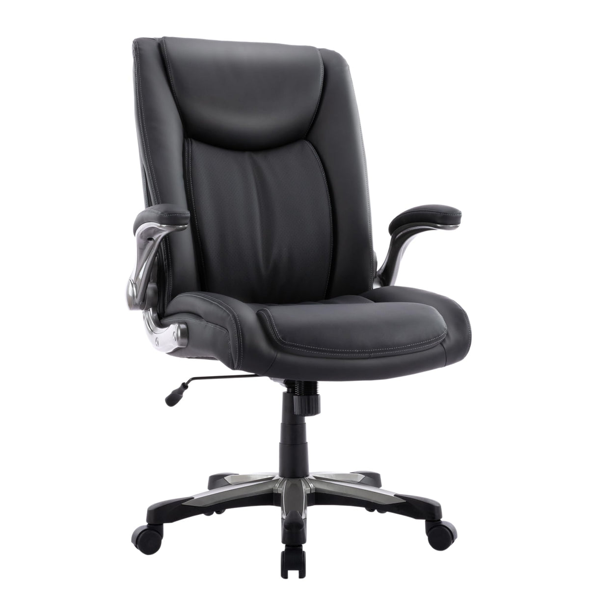 High Back Big Tall Office Chair 400lb Flip-up Arms Bonded Leather Adjustable Height