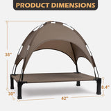 Heeyoo Elevated Dog Bed with Canopy, Outdoor Dog Bed Cot with Shade Tent, Portable Raised Pet Cot Cooling Bed for Dogs