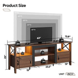 Farmhouse TV Stand for 70 Inch TV with LED Lights - 63 Inch Entertainment Center