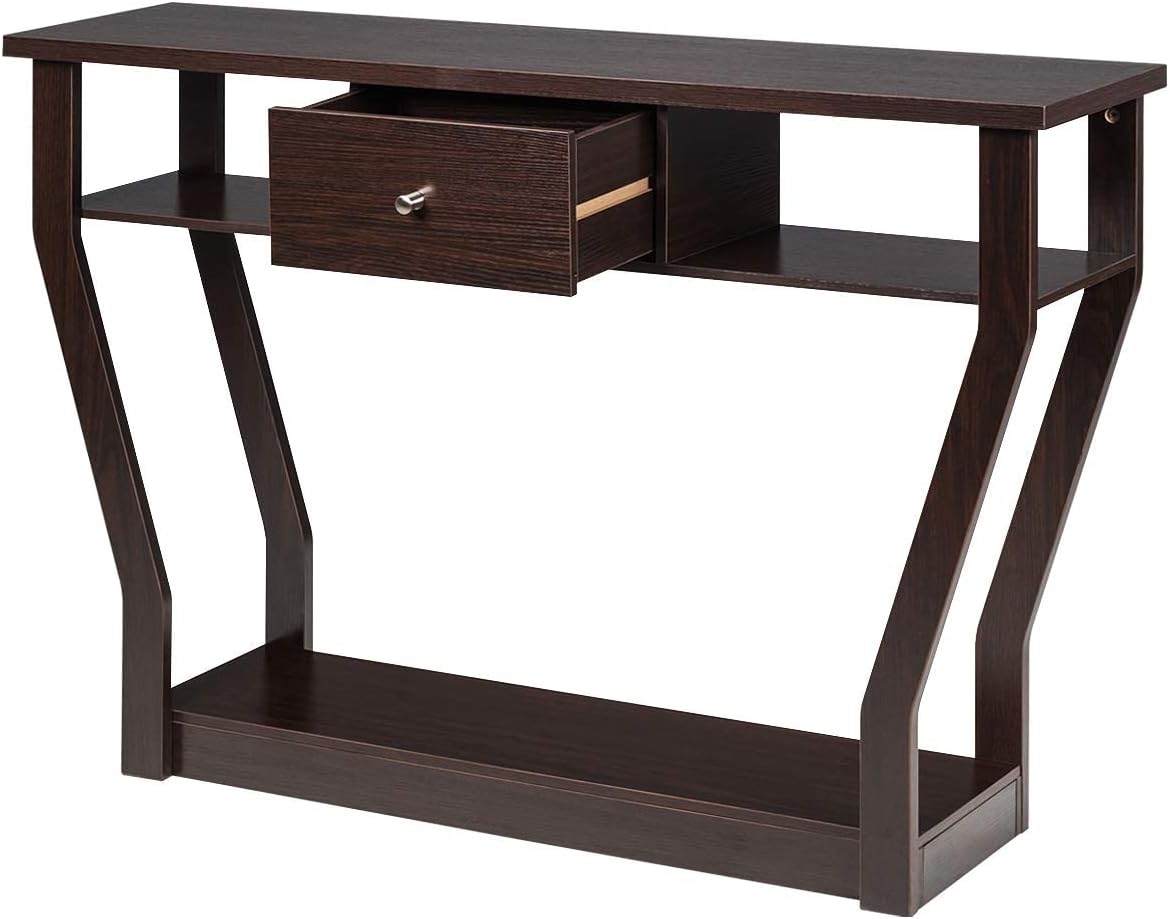 47" Wooden Entryway, Accent Cosole Tables Table with Drawer and Shelf