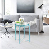 Tray End Table, Round Metal Tray Table Side Sofa Table Anti-Rust and Waterproof