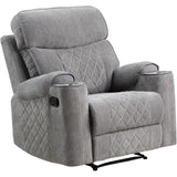 Acme Aulada Fabric Diamond Tufted Glider Recliner in Gray