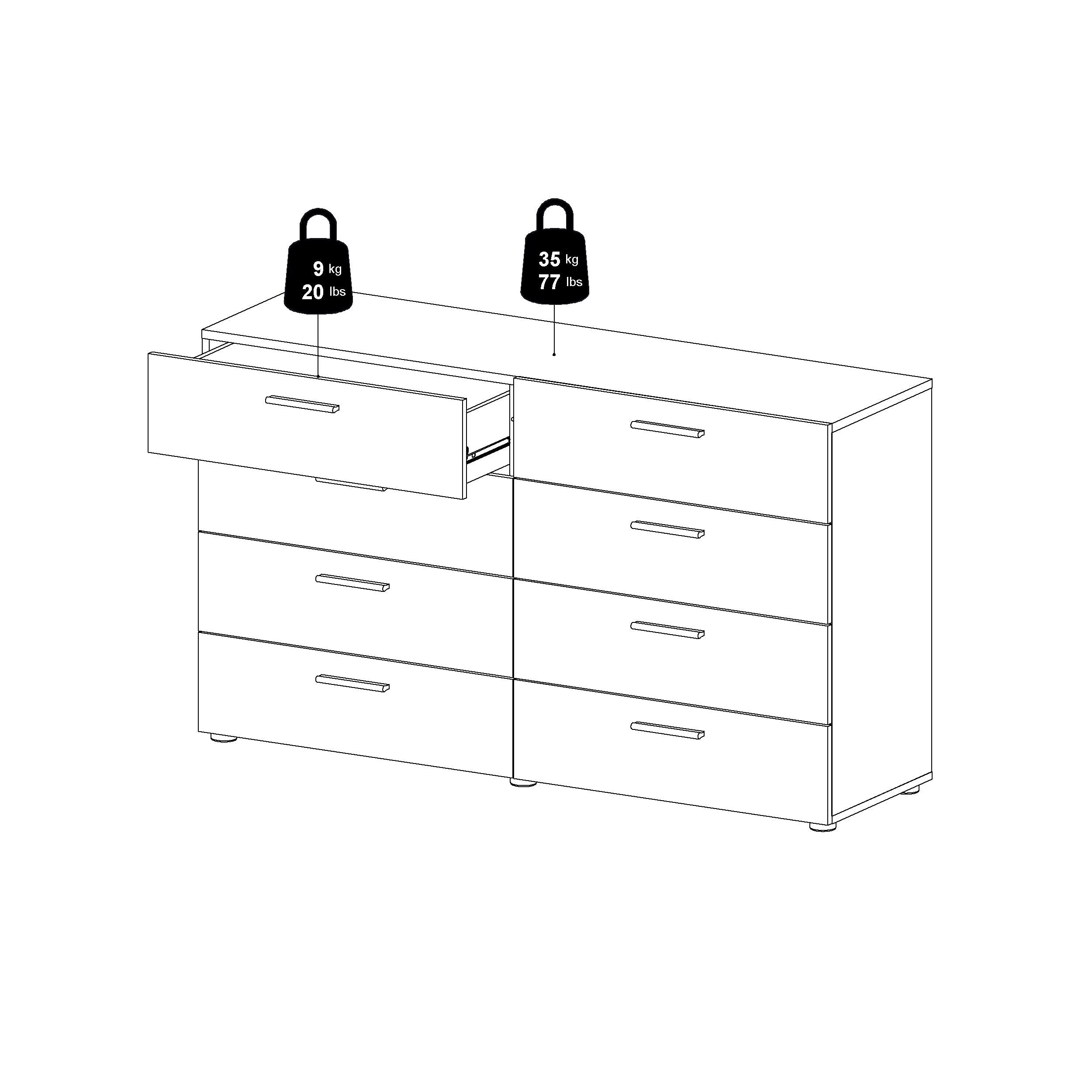 Tvilum Austin 8 Drawer Double Dresser, Truffle