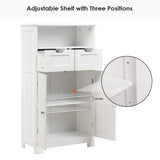 Bathroom Floor Cabinet, Storage Cabinet w/Open Shelf, 2 Doors & 2 Adjustable Drawers,