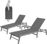 Lounge Chair Outdoor Foldable Outdoor Lounge Chair (2Blue Textilence W/O Table)