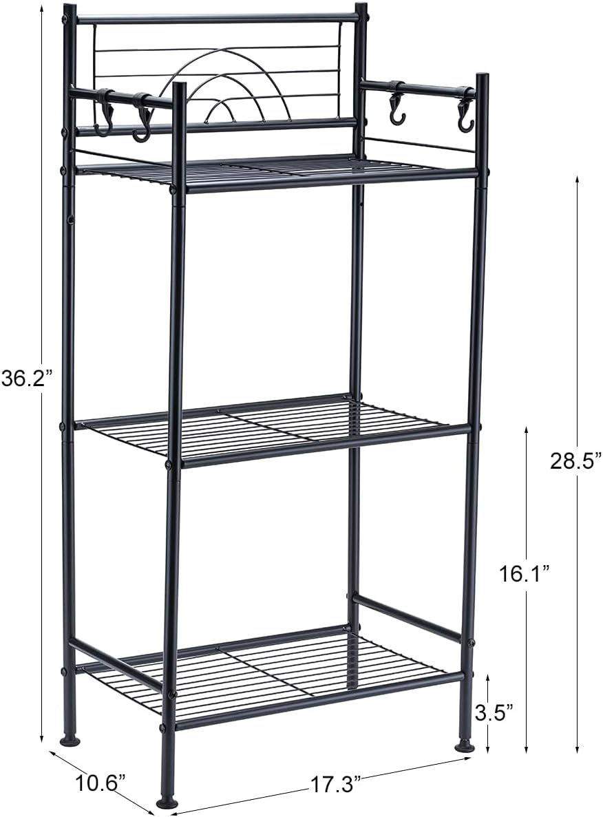 3-Tier Free Standing Wire Rack Durable Metal Shelving Storage Unit with Adjustable Feet