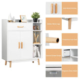 Floor Storage Cabinet Free Standing Cupboard with 1 Drawer, 2 Doors