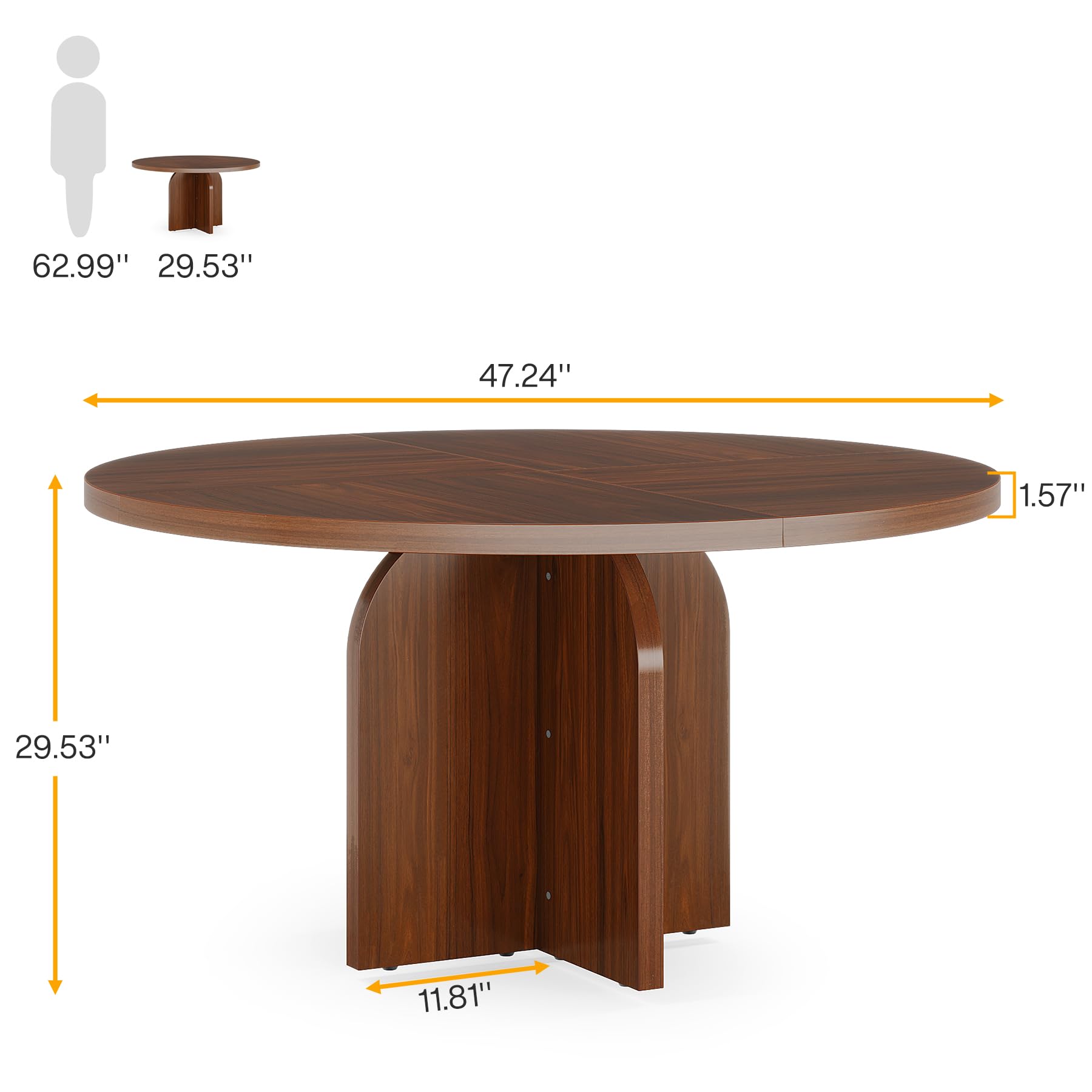 Round Conference Table, 47.24 L x 47.24 W x 29.52 H Inches Small Meeting Table