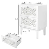 White Nightstand Set of 2, Nightstands with Mirror Front Drawers, Bed Side