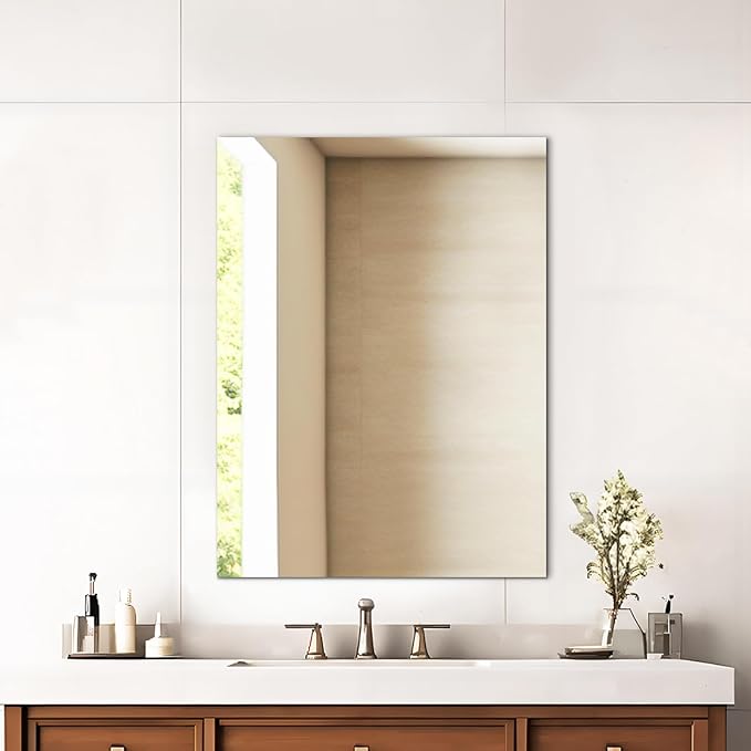 Large Mirror 60" x 28", Modern Rectangle Bathroom Mirror with Frameless Polished Edge