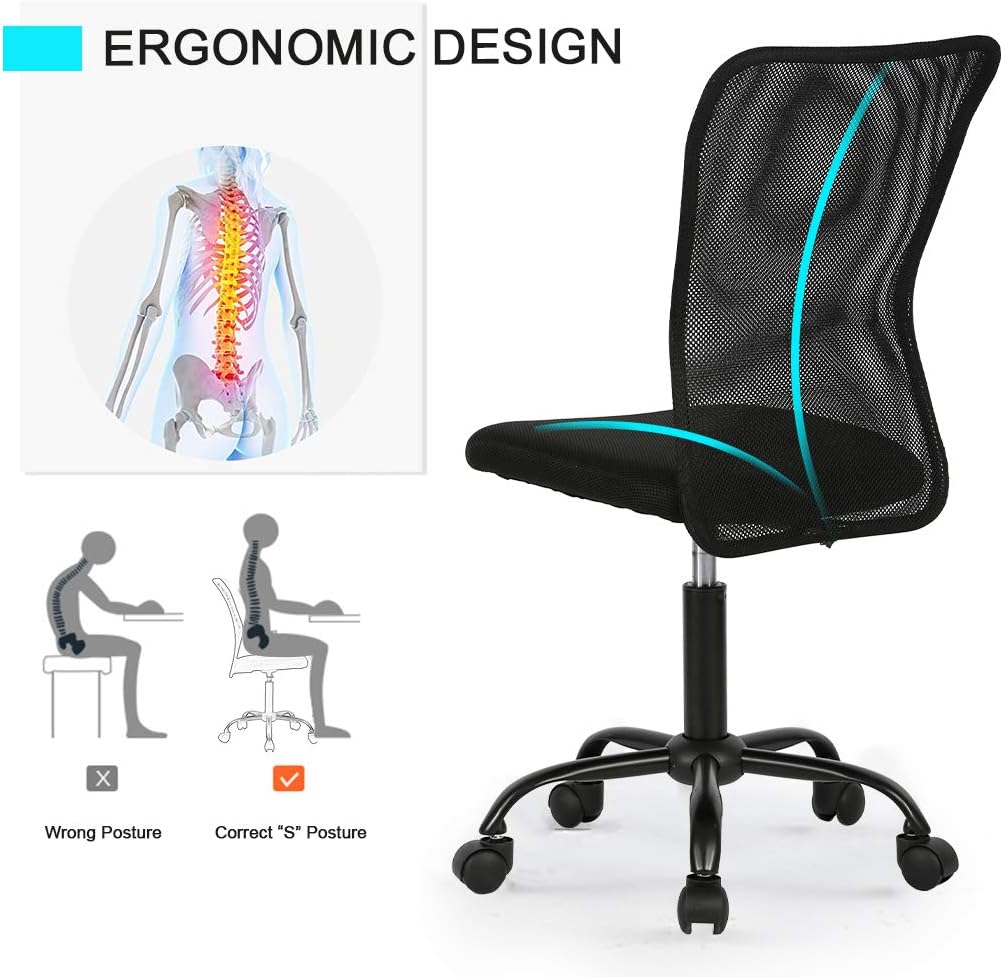 Ergonomic Office Chair Mesh Computer Desk Executive Task Rolling Swivel with Wheels