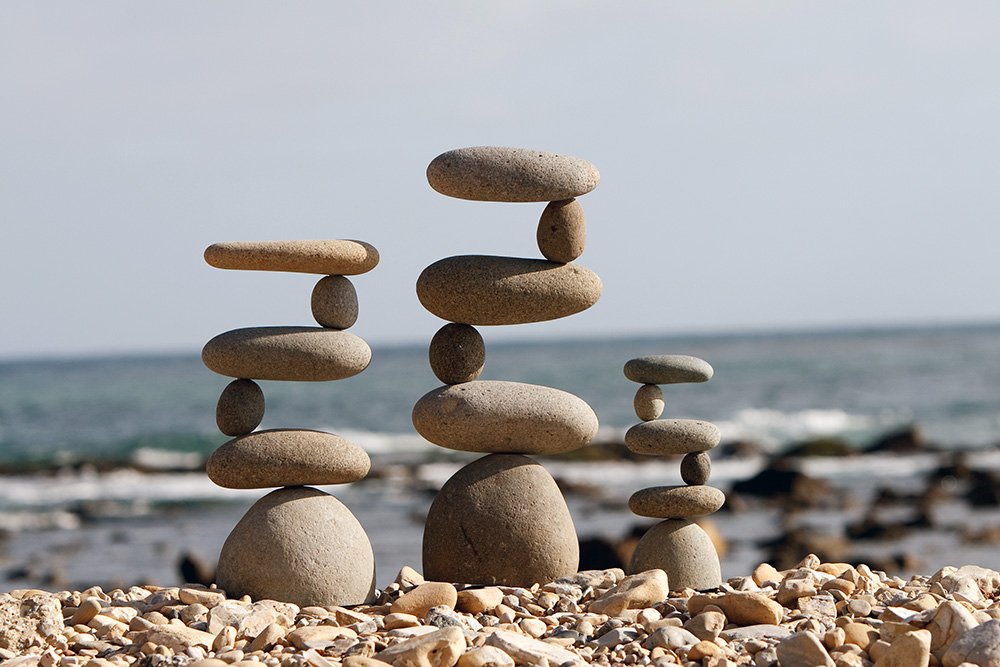Giant Side 2 Side Rock Cairn Sculptures - Balanced Stones - Stacked Rocks - Zen Stones