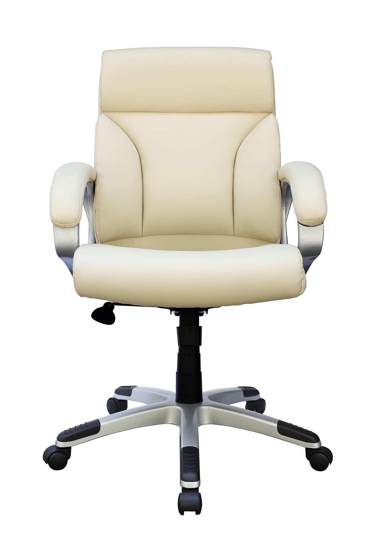 Modern Mid Back Executive Chair with Padded Armrests in Ivory