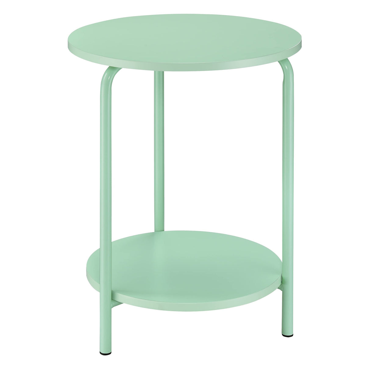 Home Furnishings Elgin 2-Shelf Round Metal Accent Table, Mint