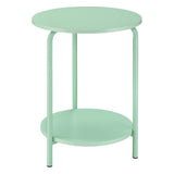 Home Furnishings Elgin 2-Shelf Round Metal Accent Table, Mint