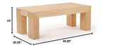 Modern Rectangular Coffee Table, Solid Wood, 40 Inch, Rectangle Coffee Table