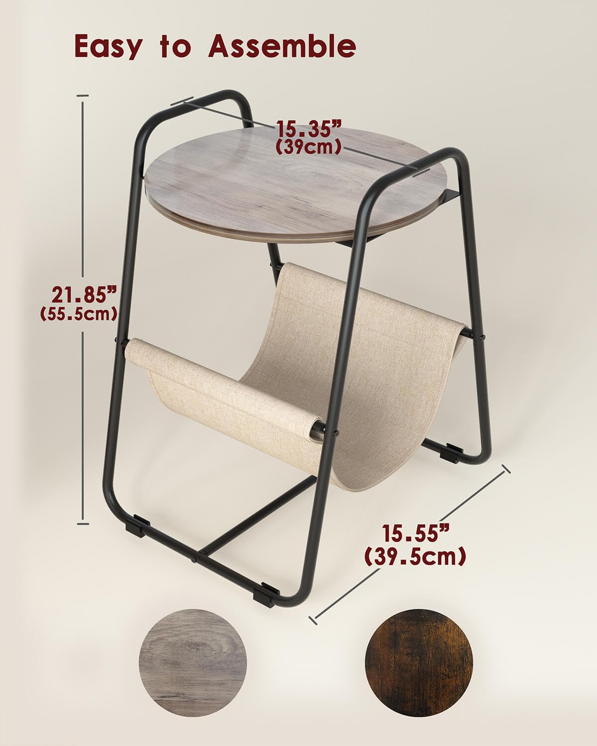 End Table - 2 Tier Small Round Side Table - Wood Round Nightstands