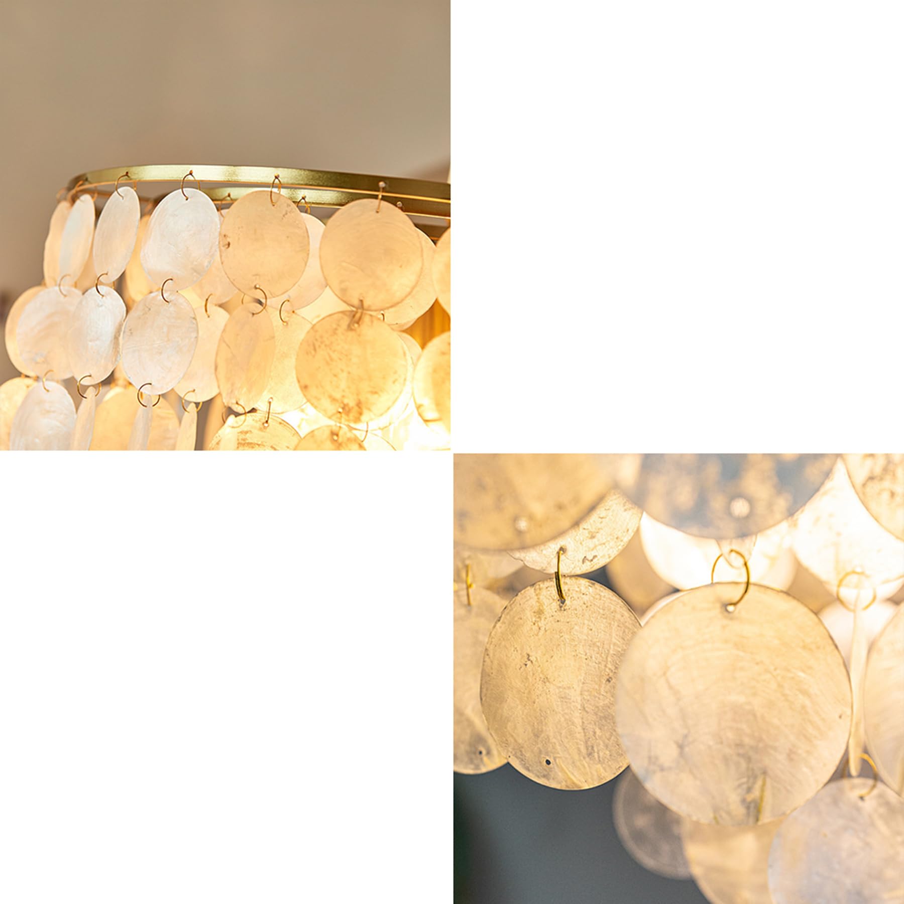 6-Light Capiz Shell Chandelier | Gold Flush Mount Pendant Light for Ceiling