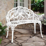 Outdoor Patio Bench, Garden Benches with Cushion All-Weather Cast Aluminum Extra