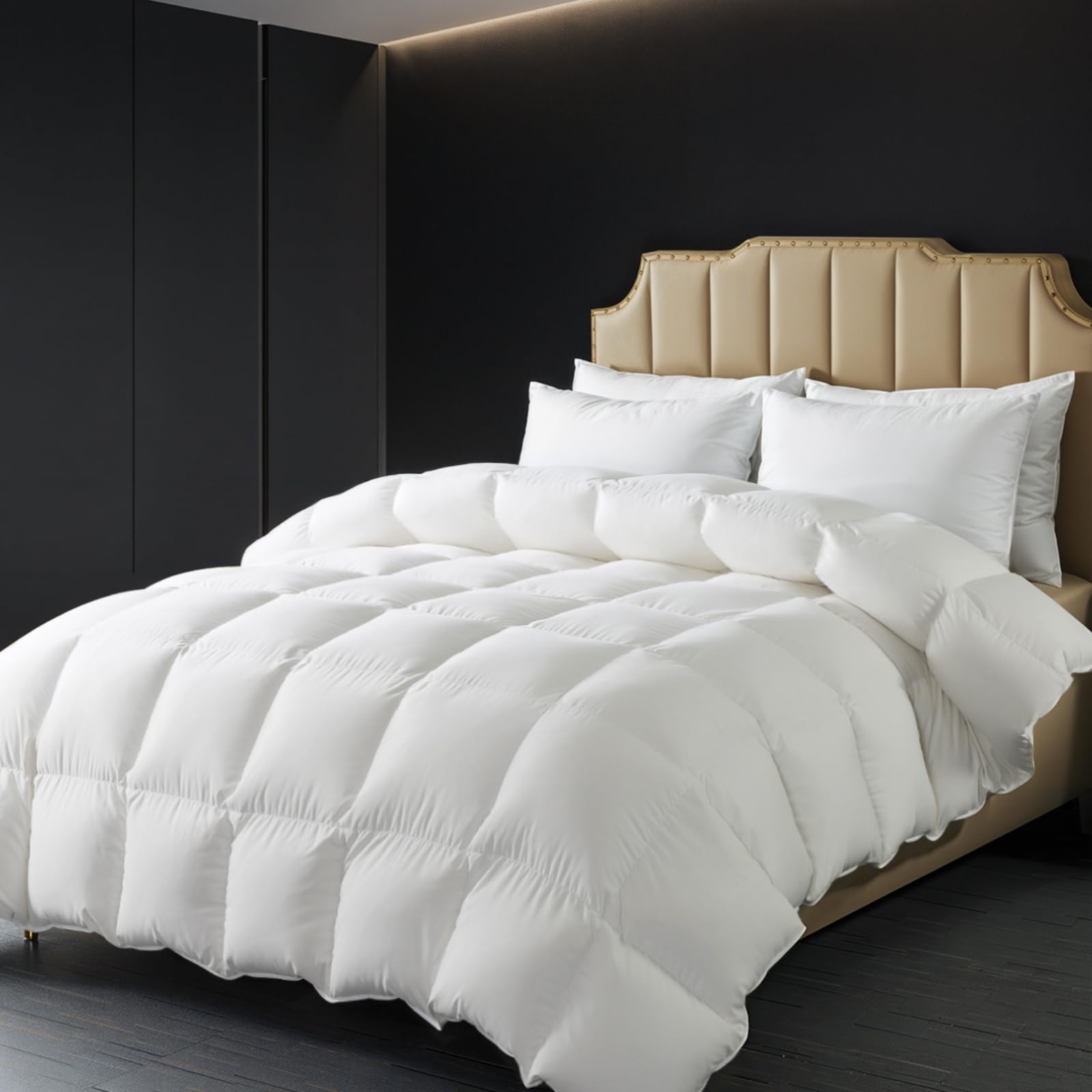 Goose Feathers Down Comforter Duvet Insert, All Season Quilted Fluffy Comforter