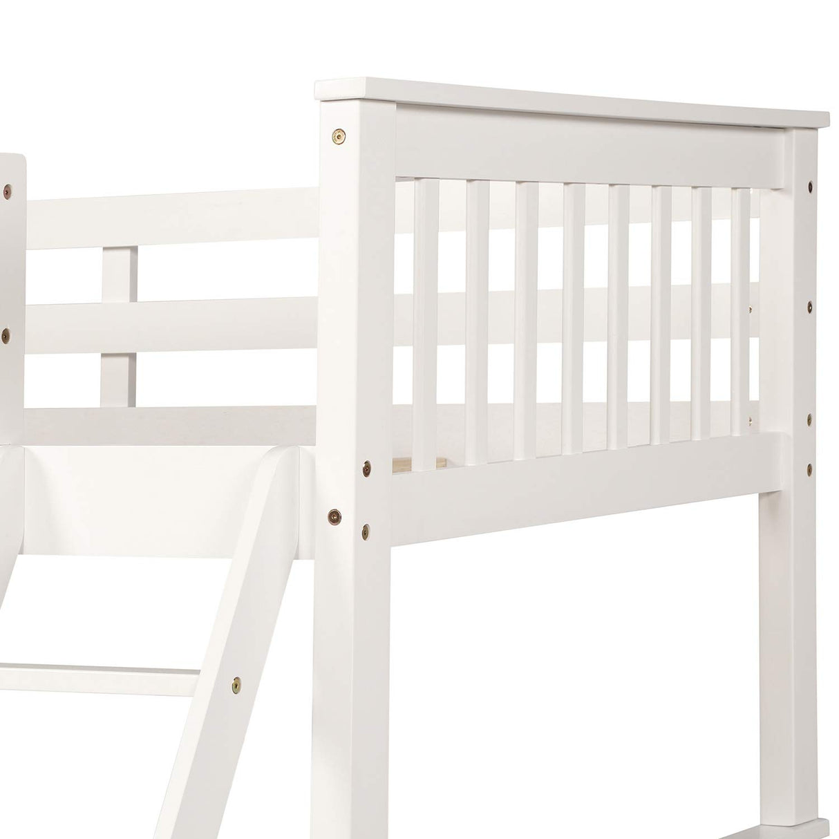 MERITLINE Bunk Bed Twin Over Full Wood Bunk Beds Frame with Storage Drawers, White