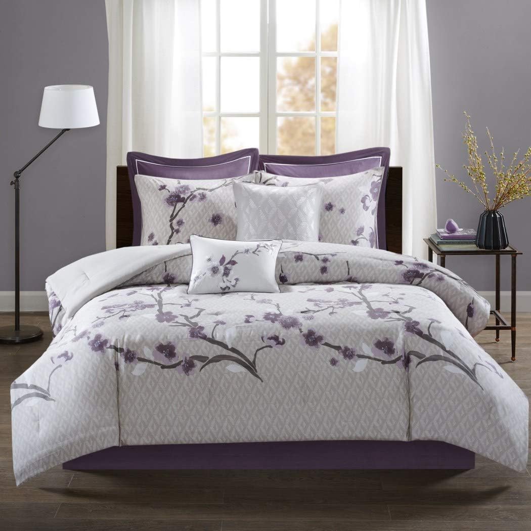 Gray Floral Pattern Comforter Set Cal King California